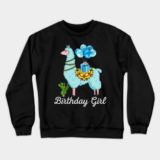 Cool Cute Alpaca Llama Cactus Girls Birthday Party Animal Crewneck Sweatshirt